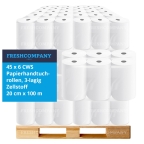 45 x 6 CWS Papierhandtuchrollen, 3-lagig, Zellstoff, unperforiert für Spendersysteme 20 cm x 100 m