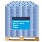 28 x 6 Reinigungsrollen Küchenrollen Soft-Zellstoff blau 500 Blatt 2-lagig Ø 20 cm