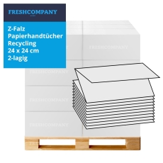 32 x 3750 Z-Falz Papierhandtücher 2-lagig, Recycling, 24 x 24 cm, 1 Palette
