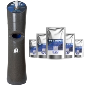 Set 6 x 620 Wet Wipes Desinfektionstücher + Kunststoffspender granit