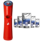 Set 6 x 620 Wet Wipes Desinfektionstücher + Kunststoffspender rot