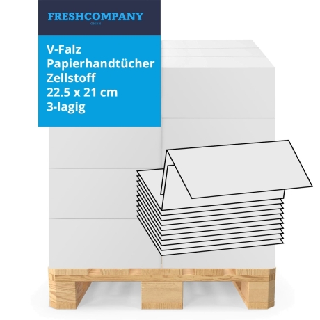 32 x 2700 V-Falz Faltpapierhandtücher 100% Zellstoff. hochweiss, 3-lagig, 22.5 x 21 cm