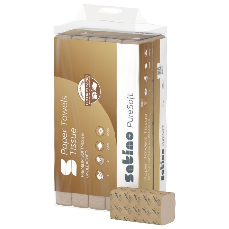 4000 x V-Falz Satino Pure Soft Handtuchpapier, 2-lagig 24 x 23 cm