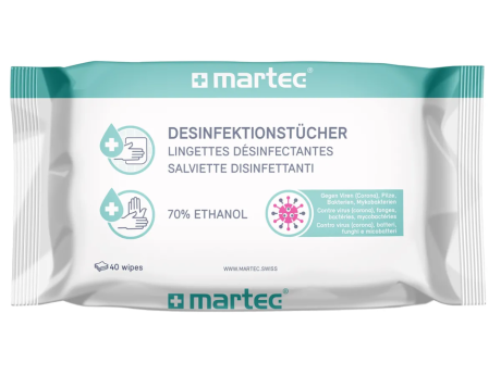 Martec Desinfektionstücher mit Aloe Vera 40 Stück im Flowpack
