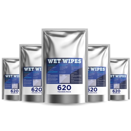 6 x Wet Wipes 620 alkoholfreie Desinfektionstücher für Flächen und Geräte