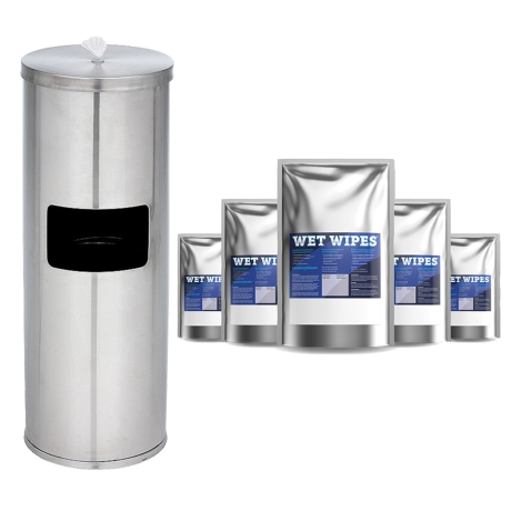 Standspender Silber mit 6 x WET WIPES im Set
